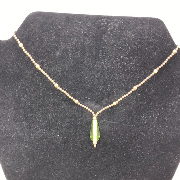 OSP Jewelry - 16" Gold and Green Necklace and Earring Set